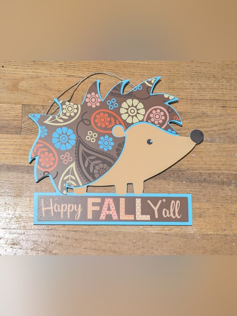 Happy Fall Y'all Hedgehog Wooden Sign Autumn Decor Fall Hanging 11.5"